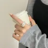 Nuevo Anillo Tejido Vintage Rayado para Mujer Plata de Ley S925 Diseño de Nicho Personalidad de Moda Anillo para el Dedo Índice