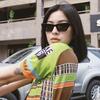 Lentes de Sol del Mismo Estilo de Jennie, Super Cool Retro Negros para Mujer de Moda Forma Cóncava Estilo Callejero Personalizados Gafas de Sol Cat Eye