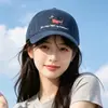 Nueva gorra de béisbol bordada de cachorro de dibujos animados lindo, versátil y estiliza el rostro, circunferencia de cabeza grande, sombrero de protección solar