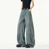 Calças de lyocell de perna larga para o verão, jeans Tencel soltos para homens, calças compridas vintage, calças finas da moda estilo americano