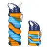 Botella de agua plegable de silicona transfronteriza, conveniente para ciclismo al aire libre, hecha de material de silicona de grado alimenticio