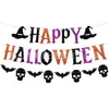 Nuevo Set de Banderín de Calavera de Halloween y Flores de Papel Decoraciones de Fiesta Banner Props de Decoración Festiva
