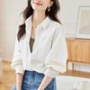 [Personalizado] Jaqueta Camisa de Algodão Puro Feminina Manga Longa Outono Novo Retrô Casual Elegante Top Design Camisa