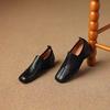 Sapatos Femininos Retrô Francês Marrons de Bico Redondo, Couro Genuíno de Corte Profundo, Malha Elástica, Estilo Britânico, Sapatos Mary Jane Pequenos de Couro