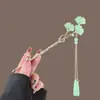 Pente de cabelo borla ginkgo verde esmeralda estilo antigo, pente fresco e retrô para coque, pente Hanfu estilo antigo, acessório de cabelo