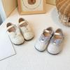 Zapatos de Princesa para Niñas 2025 Primavera y Otoño Nuevos Zapatos de Cuero para Niñas Lazo Lentejuelas Zapatos Planos de Boca Baja para Niñas Zapatos Tipo Beanie