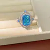 Colar Oval com Zircônia Azul, Luxo Leve, Alto Padrão, Corrente de Clavícula Exquisita, Conjunto de Joias Elegante de Personalidade de Nicho