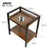 Soporte de acero y madera con cenicero junto a la sala de té, máquina de mahjong, mesita de esquina, mesa de té, mesa de té engrosada, mesa de té y café para la sala de juegos