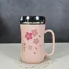Taza de Cerámica con Tapa Cuchara Taza de Agua de Dibujos Animados Taza para el Hogar Taza de Pareja Hombre y Mujer Taza para Té de Oficina Regalo para Niña