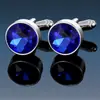 Gemelos Redondos Multicolores Europeos y Americanos de Moda con Piedras Preciosas y Cristal, Combinan con Todo para Hombres y Mujeres, Gemelos para Camisa Francesa de Fábrica en stock