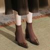 Botas Populares Retro, Botas de Moda Otoño e Invierno, Botines de Punta Fina con Tacón Grueso a Media Pantorrilla, Combinación de Colores, Botines de Lujo Modernos y Accesibles para Mujer