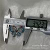 Pendientes de aleación de estilo nacional de lujo de alta calidad con forma de mariposa de diamantes rojos y azules de 34 mm, para hacer uno mismo, collares y pulseras.