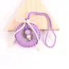 Colgante de Anillo de Madera Tejido de Color Accesorios para Mochila Escolar Venta al por Mayor Colgante de Anillo de Madera Colgante de Hilo de Algodón Juguete de Confort Colgante para Cochecito de Bebé
