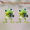 Pendientes de Acrílico 2D de Rana Lindos y Originales de Venta Caliente Transfronteriza con Diseño Divertido y Creativo Pendientes de Acrílico de Animal