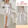 Aliexpress Bata Sexy de Encaje Completo con Mangas de Campana, Cinturón de Corbata, Cárdigan Largo, Ropa de Dormir Multicolor para Mujer 677