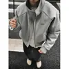 Chaqueta de Lana para Hombre Otoño e Invierno Nueva Abrigo de Algodón de Gama Alta Chaqueta de Béisbol Acolchada Silueta Americana Cuello Alto Chaqueta Superior