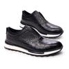 Estação Europeia com Sapatos de Couro Casual de Alta Qualidade Sapatos Masculinos de Couro Caseiro All-Cow Crocodilo em relevo Sapatos Masculinos