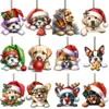 Conjunto de 12 Enfeites de Madeira de Cachorrinho Fofo de Natal Transfronteiriço Pingentes de Cachorro Fofo para Árvore de Natal