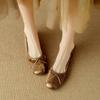 Zapatos de Ballet Planos Bajos Cuadrados Estilo Chino Lazo Retro Bloques de Color Seda y Cuero Nuevo Estilo Otoño/Invierno 2026