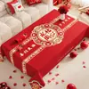 Toalha de mesa para mesa de centro de casamento, toalha de mesa vermelha para sala de jantar, pano decorativo festivo para noivado e recém-casados, toalha de mesa de Ano Novo para realçar o ambiente