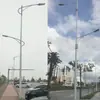 Proyecto prepago para nuevas áreas rurales: Farolas solares de doble cabeza con brazo alto y bajo, postes de farola de 6,8 m y 10 m