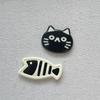 Gatito de pez blanco y negro DIY accesorios para tocado material hecho a mano carcasa para teléfono móvil accesorios para pegatina de refrigerador en stock venta al por mayor