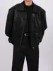 Chaqueta de otoño de alta gama de cuero PU con cuello vuelto para hombre, holgada, estilo coreano, marca de moda, influencer ins, casual, rebelde, guapa, chaqueta corta