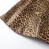 Ins Ropa de mujer estilo europeo y americano al por mayor 2026 Otoño Nuevo Vestido Corto sin Mangas de un Hombro con Estampado de Leopardo PU Falda de Cuero