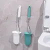Fornecimento direto da fábrica Aijie adesivo sem costura escova de vaso sanitário TPR limpeza de vaso sanitário escova de vaso sanitário tipo parede escova de vaso sanitário doméstica