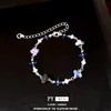 Pulsera de flor con patrón de orquídea y cristal color fresa de circón, pulsera de lujo ligero de alta gama, pulsera elegante, joyería de moda y versátil