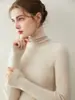 Tejido clásico sin costuras, cachemira pura, cuello alto, suéter ajustado para mujer, perfecto como capa interior o capa base para usar debajo de un abrigo en otoño e invierno