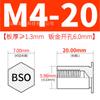 Bso-M4 Agujero Inferior 6.0 Acero al Carbono Galvanizado Pasador de Presión Hexagonal Tuerca de Presión Tornillo Varilla Roscado Completamente