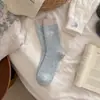 Meias de Lã com Forro de Fleece para Mulheres, Estilo Novo 2026 Color Block, Bordado de Ovo com Letras, Meias Grossas Quentes para Casa, Meias Largas