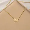 Collar y Pendientes de Mariposa Acero de Titanio Chapado en Oro No se Desvanecen Pendientes de Cadena para Clavícula Lujo Accesible Diseño de Nicho Accesorios de Gama Alta