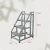 Escada de Degraus Espessada para Armazém, Casa e Uso Industrial, com Corrimãos, Três ou Quatro Degraus, com Rodas, Escada de Escalada Móvel