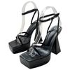 Sandalias de Plataforma de Verano 2026 con Punta Cuadrada y Abierta, Plataforma Muy Alta para Mujer con Correas Cruzadas, Plataforma Impermeable, Tacón Grueso, Tacones Altos Negros