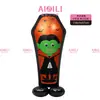 Globos de papel de aluminio de Halloween transfronterizos, con diseños de calavera de pie, momia y fantasma, para decoraciones espeluznantes de fiestas de Halloween