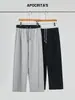 Calça Esportiva Casual Cruzada Apo para Homens, Temporada de Primavera, Corte Reto Solto, Resistente a Amassados, Color Blocking, Calça de Moletom Longa.