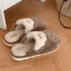 Chinelos femininos de algodão, quentes, com sola grossa, versáteis, antiderrapantes, com laço, para uso em casa, uso casual de inverno, adequados para estudantes