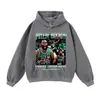 Sudadera con capucha Otoño e Invierno 420g Estilo Urbano Sudadera Pesada Desgastada Estampado de Baloncesto Marca de Moda Algodón para Hombre