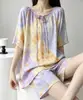 EGG NOVA Conjunto de Verano para Mujer de Algodón y Seda con Top de Manga Corta y Shorts Ropa de Casa Pijama para Mujer Primavera/Verano Se Puede Usar al Aire Libre