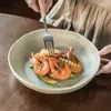 Juego de Cuenco y Plato de Cerámica Japonesa Estilo Retro Vajilla Mate Venta al por Mayor Cuenco Plato Plato para el Hogar Cuenco Redondo Plato para Platos Cuenco para Sopa