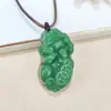 Olho de Tigre Natural Pixiu Corda Trançada Corrente para Suéter Pingente Pixiu Verde Espinafre Pingente Pixiu de Jade Atacado Transfronteiriço