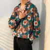Camisa Casual de Manga Larga con Estampado de Lunares por Toda la Prenda Estilo Retro Otoñal de Hong Kong Cuello Puntiagudo Popular Versátil Holgada para Hombre y Mujer