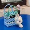 Ins Celebridade da Internet Tailândia Chiang Mai Férias Lazer Bolsa Artesanal Rattan Tecido Bolsa Feminina Cesta de Vegetais Bolsa de Mão
