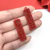 30 Estilo Chinês Vermelho Bênção Caractere Chinês DIY Acessórios de Joia Feliz Ano Novo Pingente de Paz Acessórios de Ano Novo