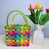 2025 Nuevo Color Bolso Tejido Bolso Escolar para Niños Bolso de Mano Cesta de Regalo de Mano Bolso Infantil Bolso de Playa Cesta de Compras