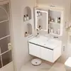 Gabinete de baño de aluminio de panal engrosado con lavabo de cerámica integrado y unidad de tocador
