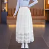 Falda de Malla Blanca con Volantes para Mujer, Nueva Falda de Pastel Acampanada de Línea A de Cintura Alta para Verano 2026, Falda Larga