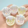 Perro de orejas grandes tridimensional luminoso huevo escalfado juego de comida accesorios de resina manual DIY encogimiento simulación casa de juegos para niños comida